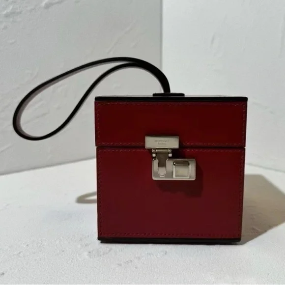 AUTHENTIC Moynat Calfskin Mini Vanity Case Clutch Red